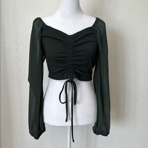 SHEIN Lantern Sleeve Crop Top